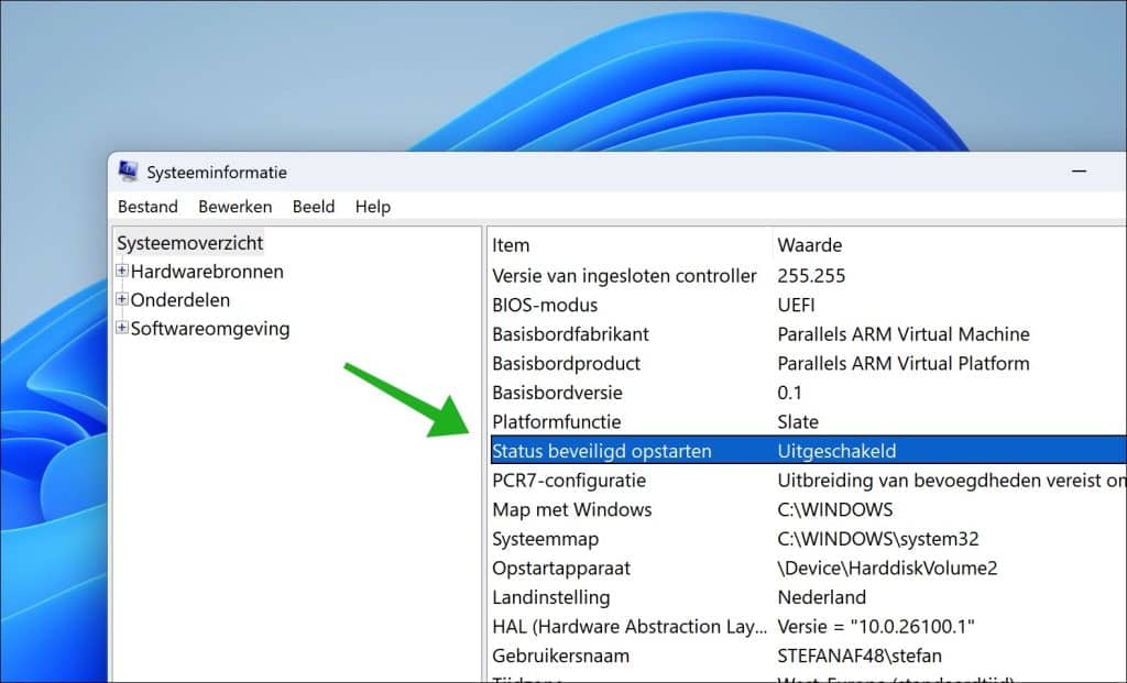 Status beveiligd opstarten