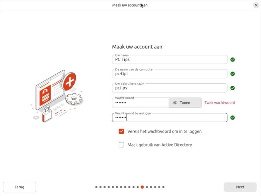 account aanmaken op linux