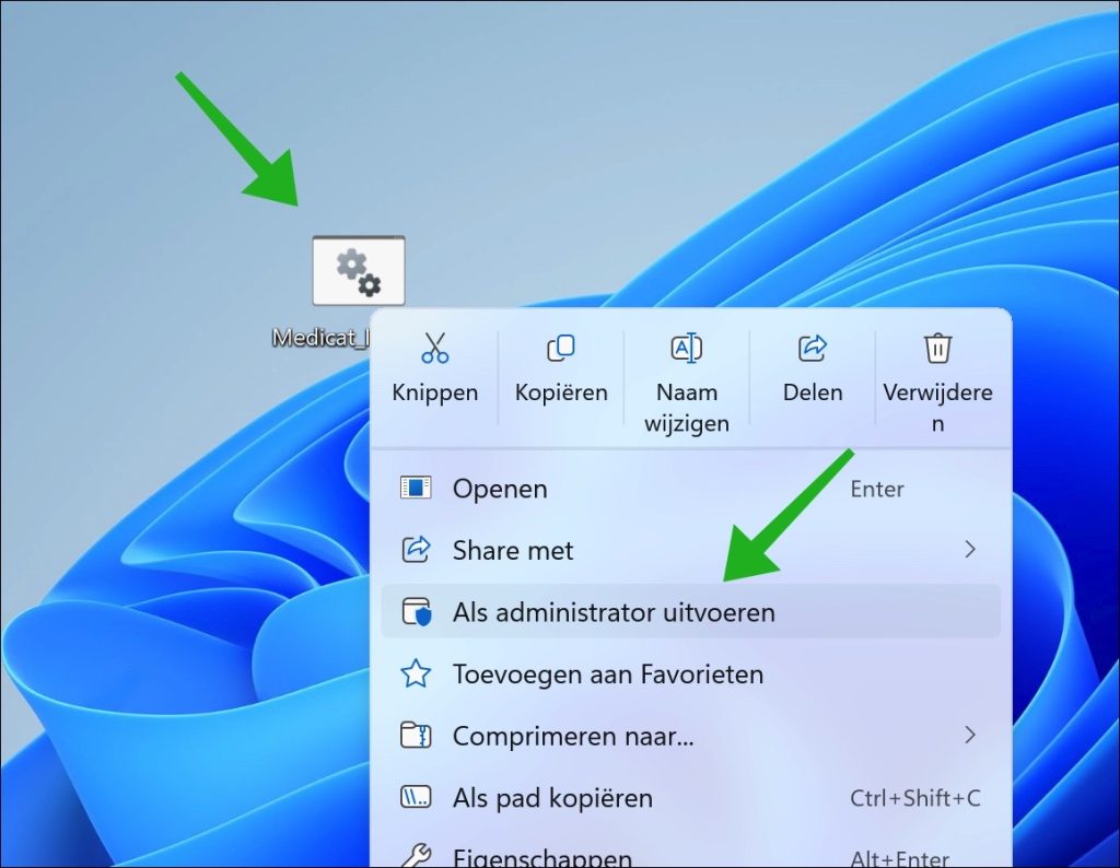 medicat uitvoeren als administrator