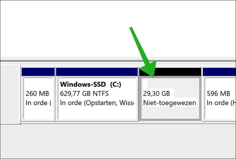 niet toegewezen ruimte