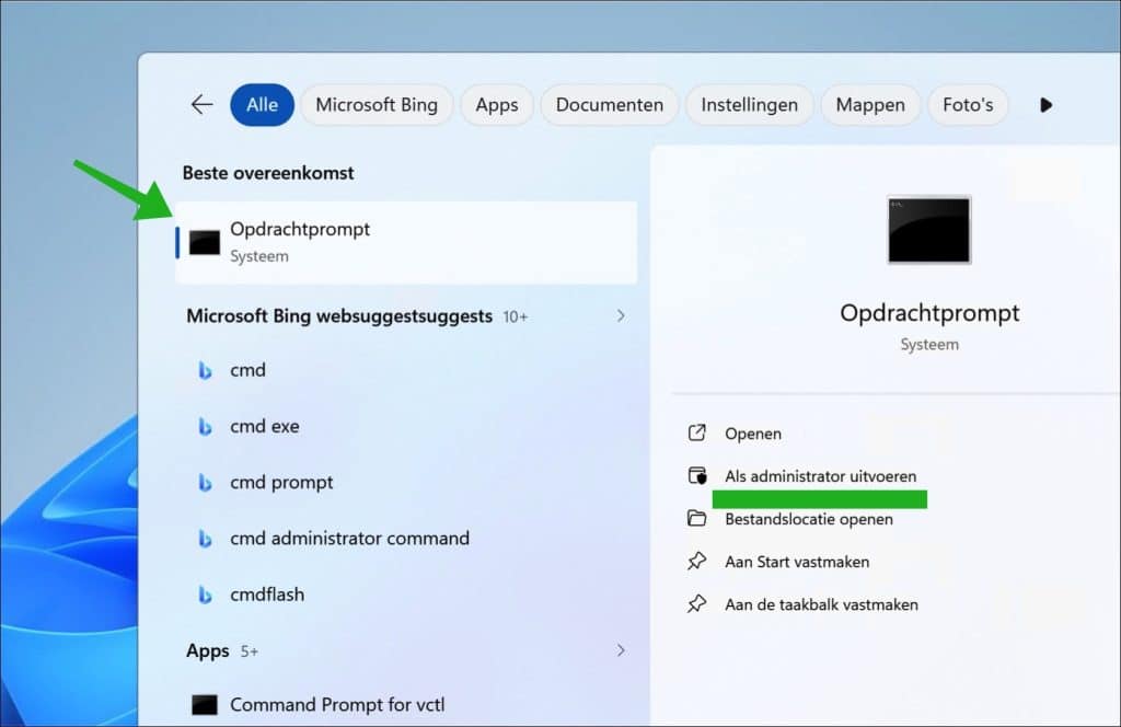 opdrachtprompt als administrator