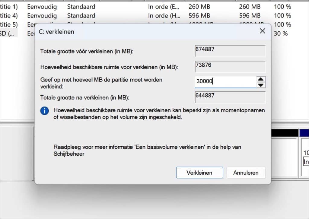 schijfruimte vrijmaken voor linux