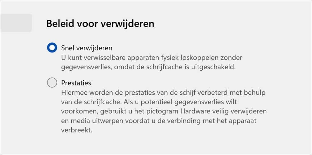 Beleid voor verwijdering instellen