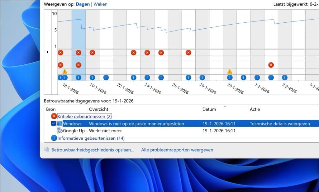Details van een foutmelding openen