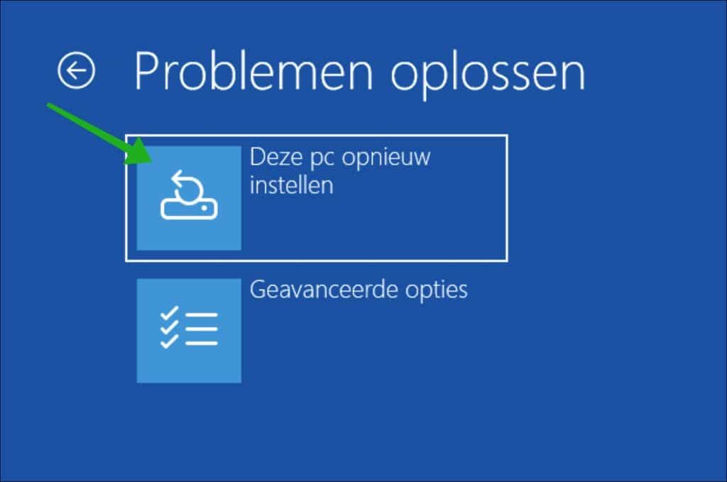 Deze pc opnieuw instellen
