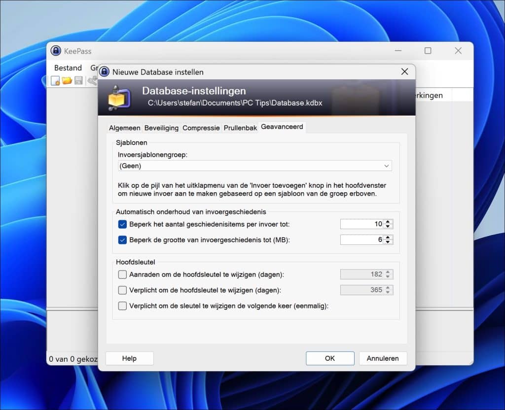 Geavanceerde instellingen