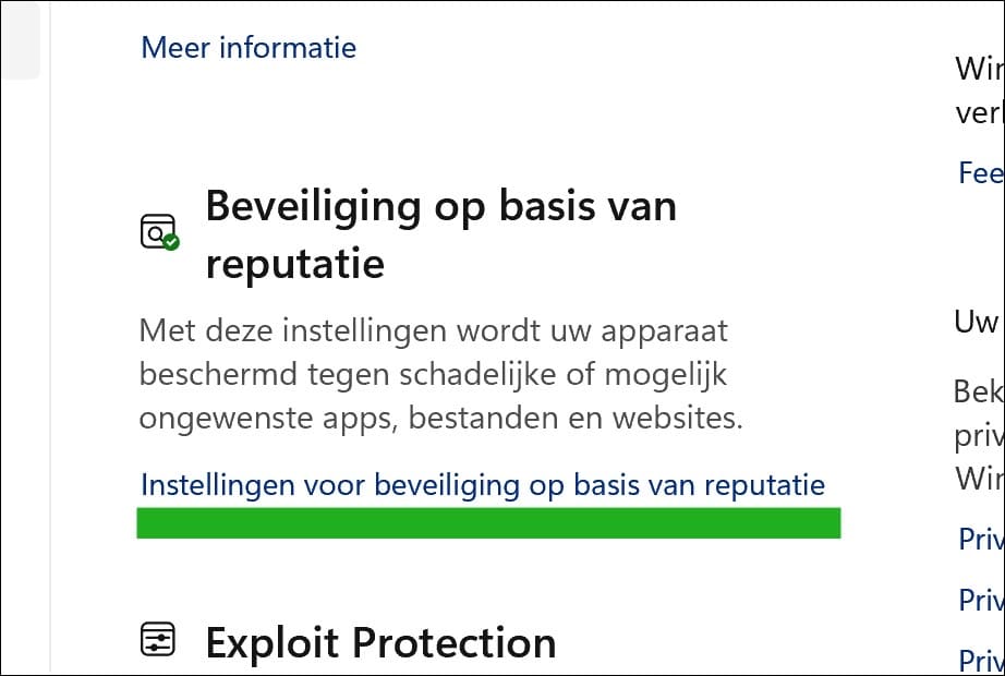 Instellingen voor beveiliging op basis van reputatie