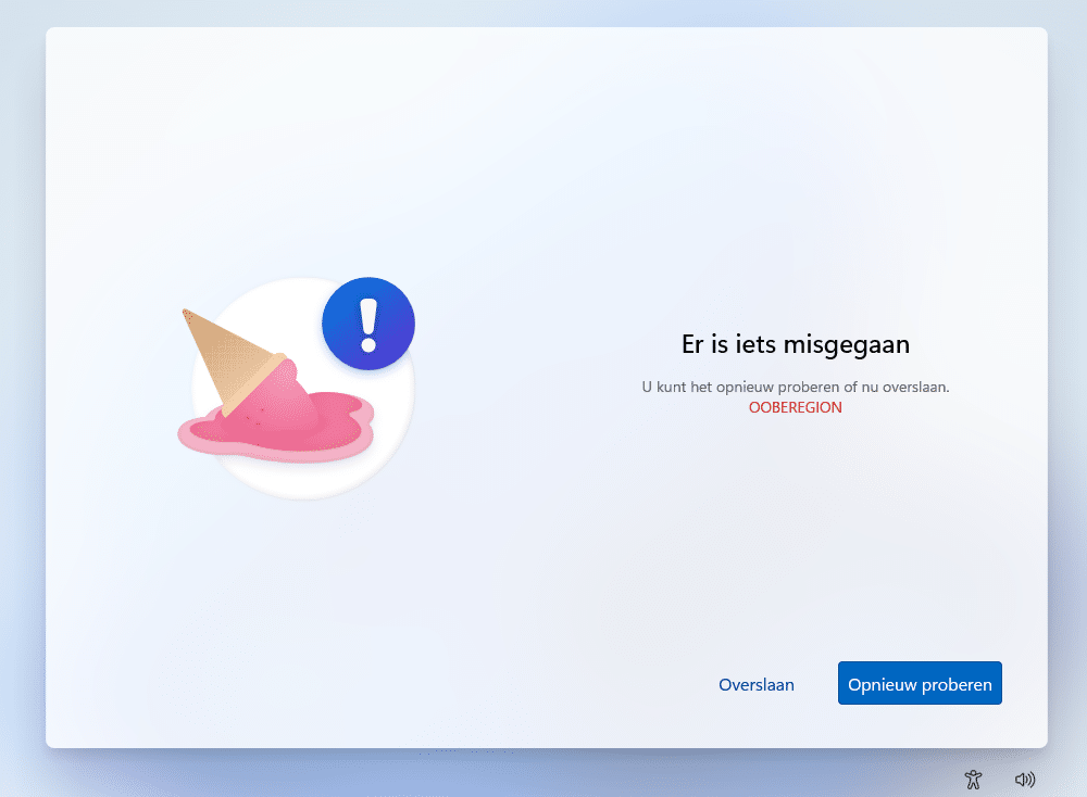 OOBEREGION foutmelding