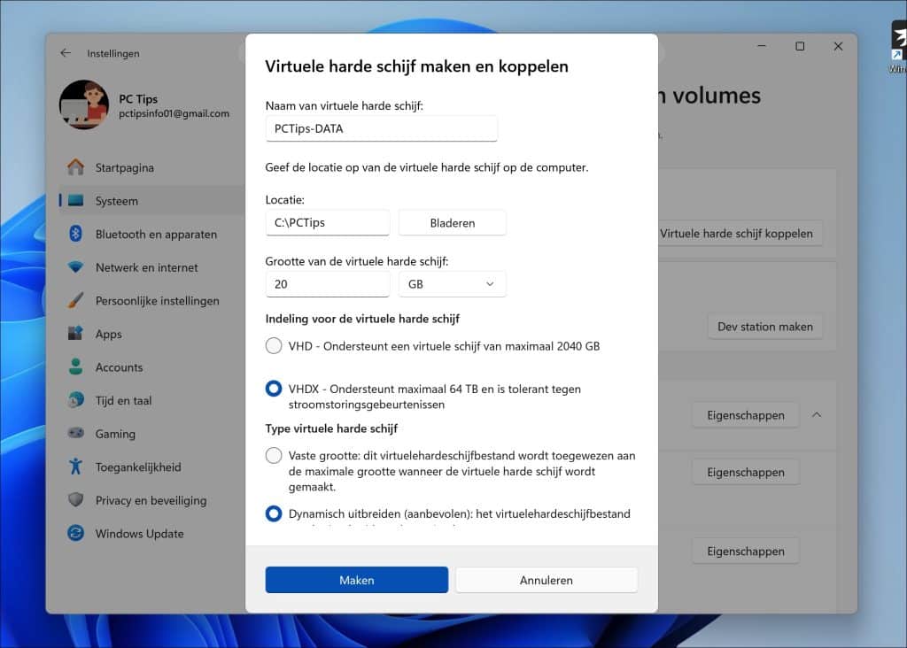 Virtuele harde schijf maken en koppelen