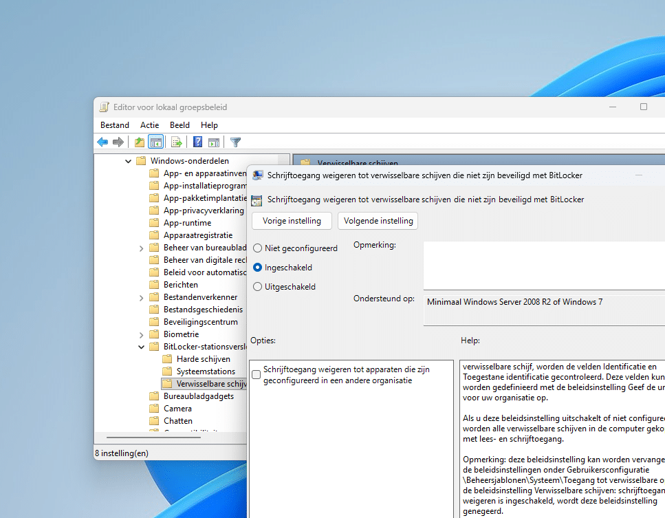 Voorkom dat Windows 11 naar onbeveiligde USB-schijven schrijft