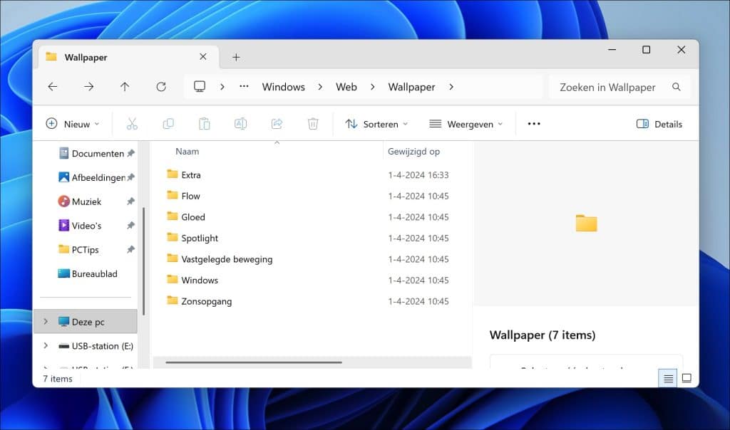 standaardachtergronden in Windows 11