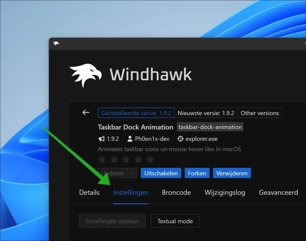 taakbalkpictogrammen vergrote met hover-effect instellingen