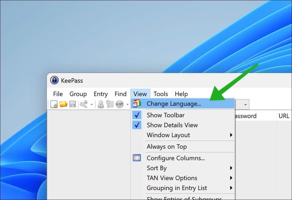 taal wijzigen in keepass
