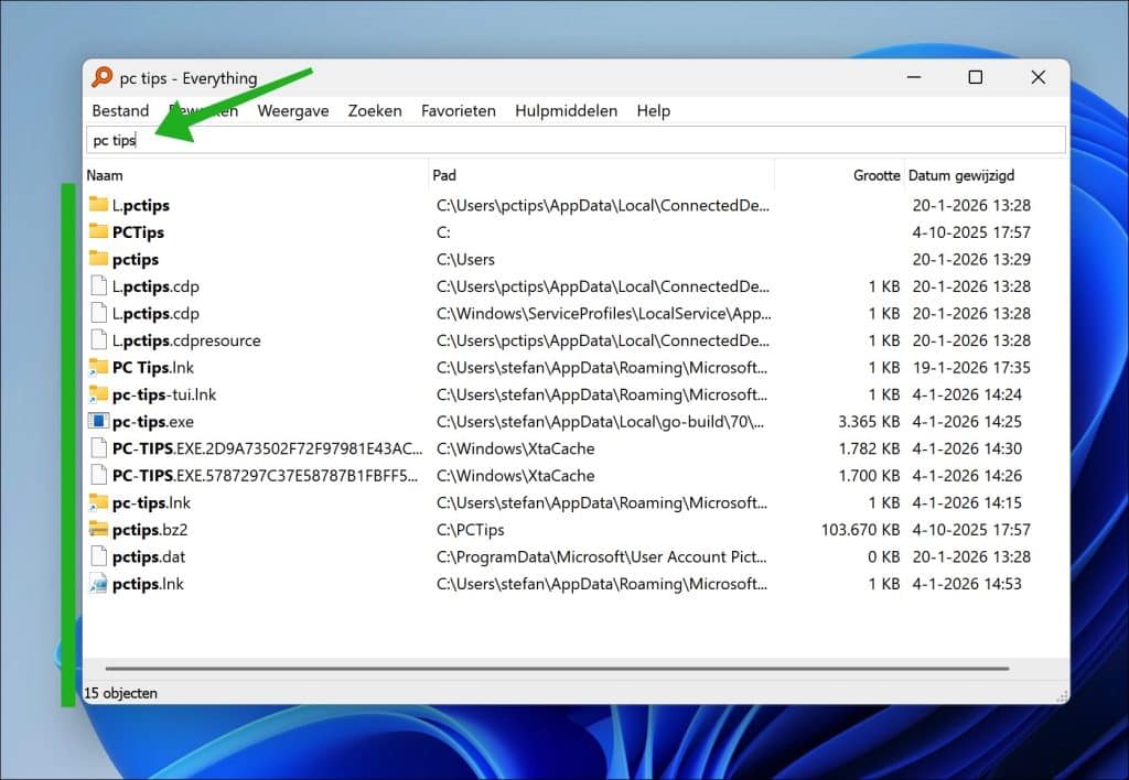 zoeken met de everything app