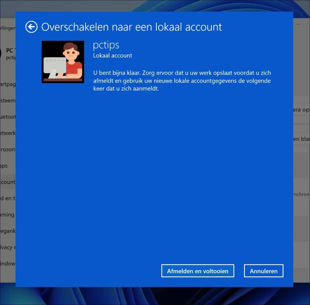 Afmelden en voltooien