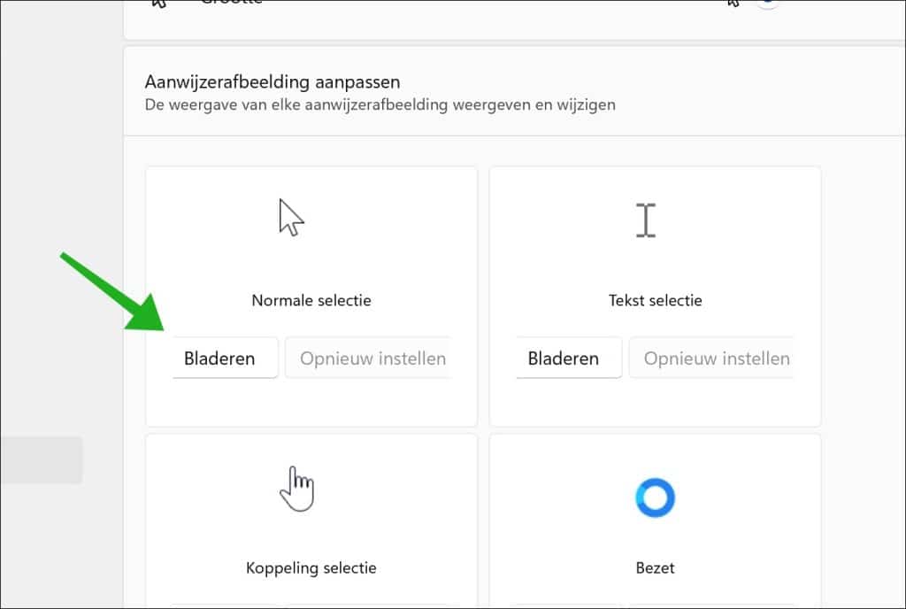 Andere muisaanwijzer instellen vanaf afbeelding of pictogram