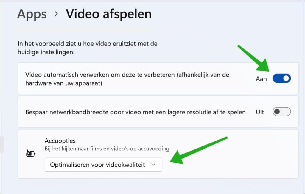 Automatisch optimaliseren voor video kwaliteit