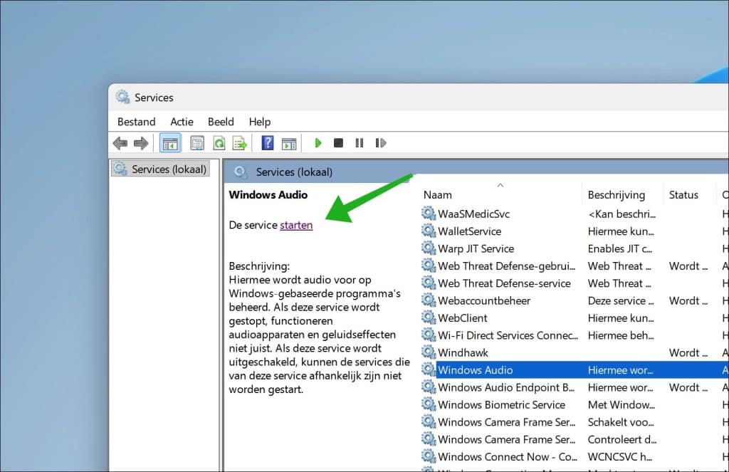 Controleer Windows-audioservices