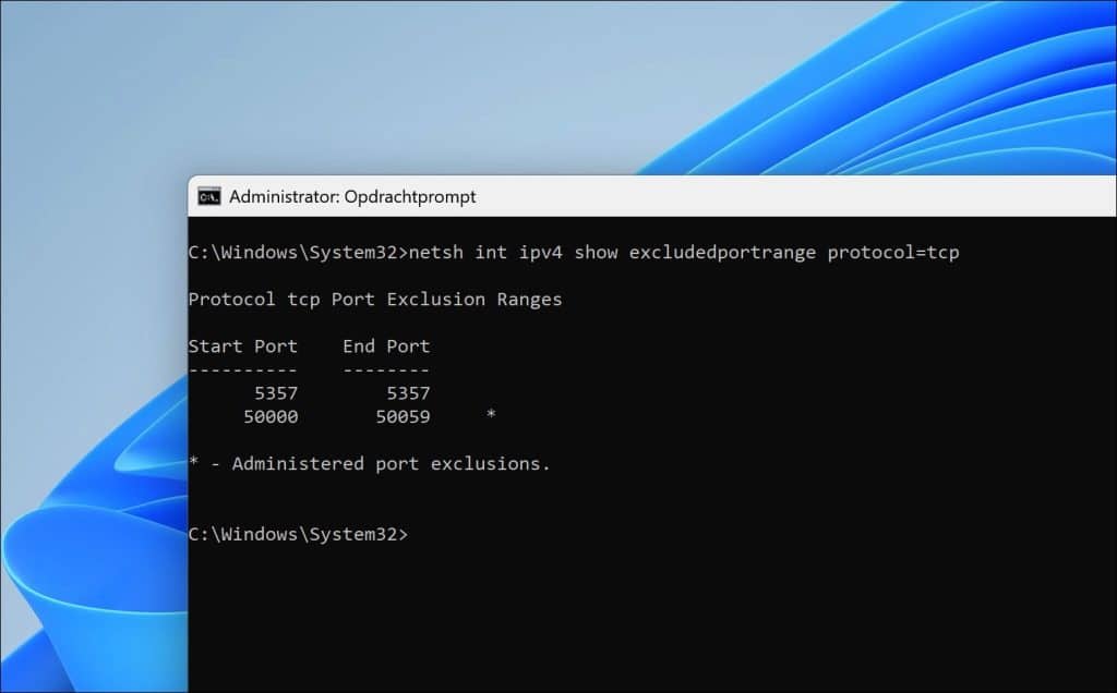 Controleren welke poorten al gereserveerd zijn