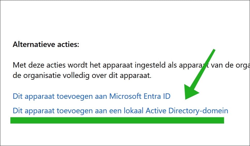 Dit apparaat toevoegen aan een lokaal Active Directory-domein