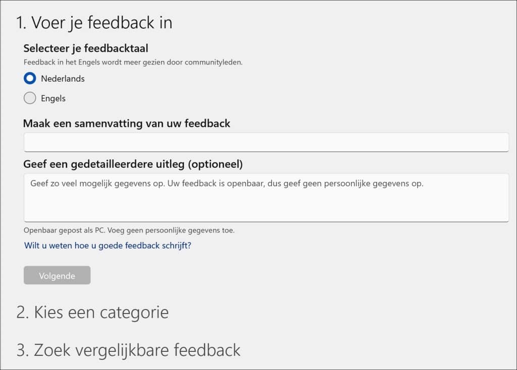 Feedback toevoegen