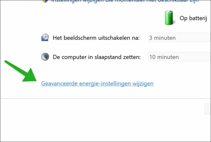Geavanceerde energie-instellingen wijzigen