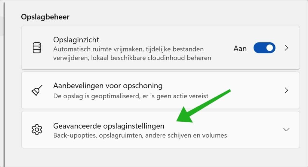 Geavanceerde opslaginstellingen