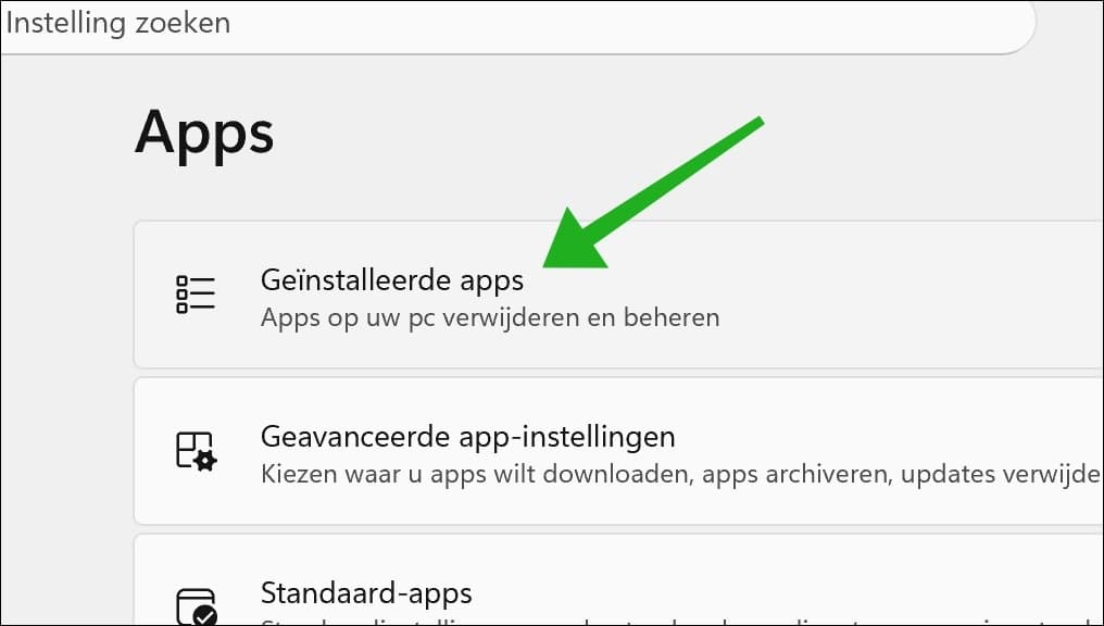 Geinstalleerde apps