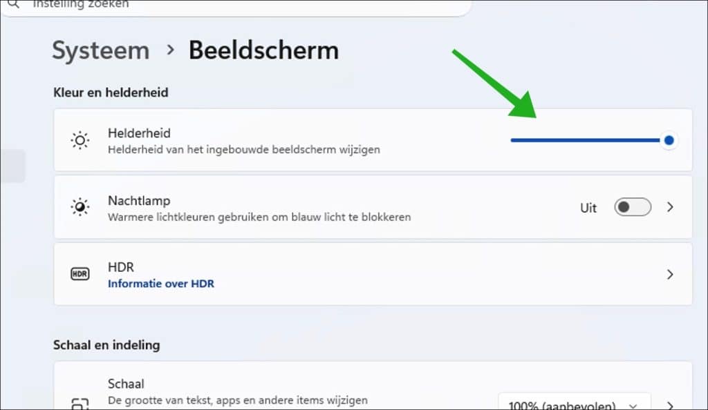 Helderheid scherm aanpassen