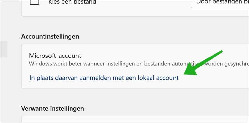 In plaats daarvan aanmelden met een lokaal account