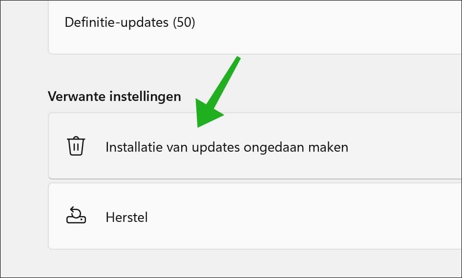 Installatie van updates ongedaan maken