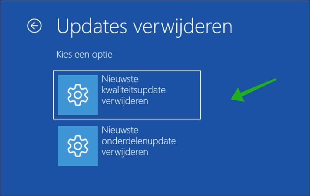 Kwaliteit of onderdelen update verwijderen
