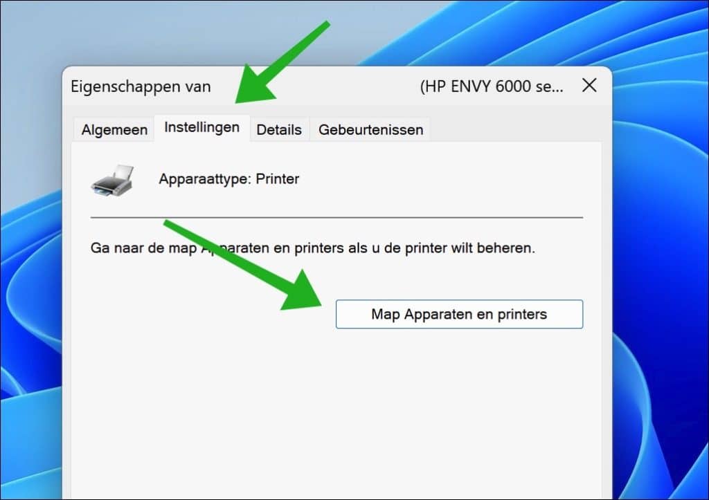 Map apparaten en printers openen