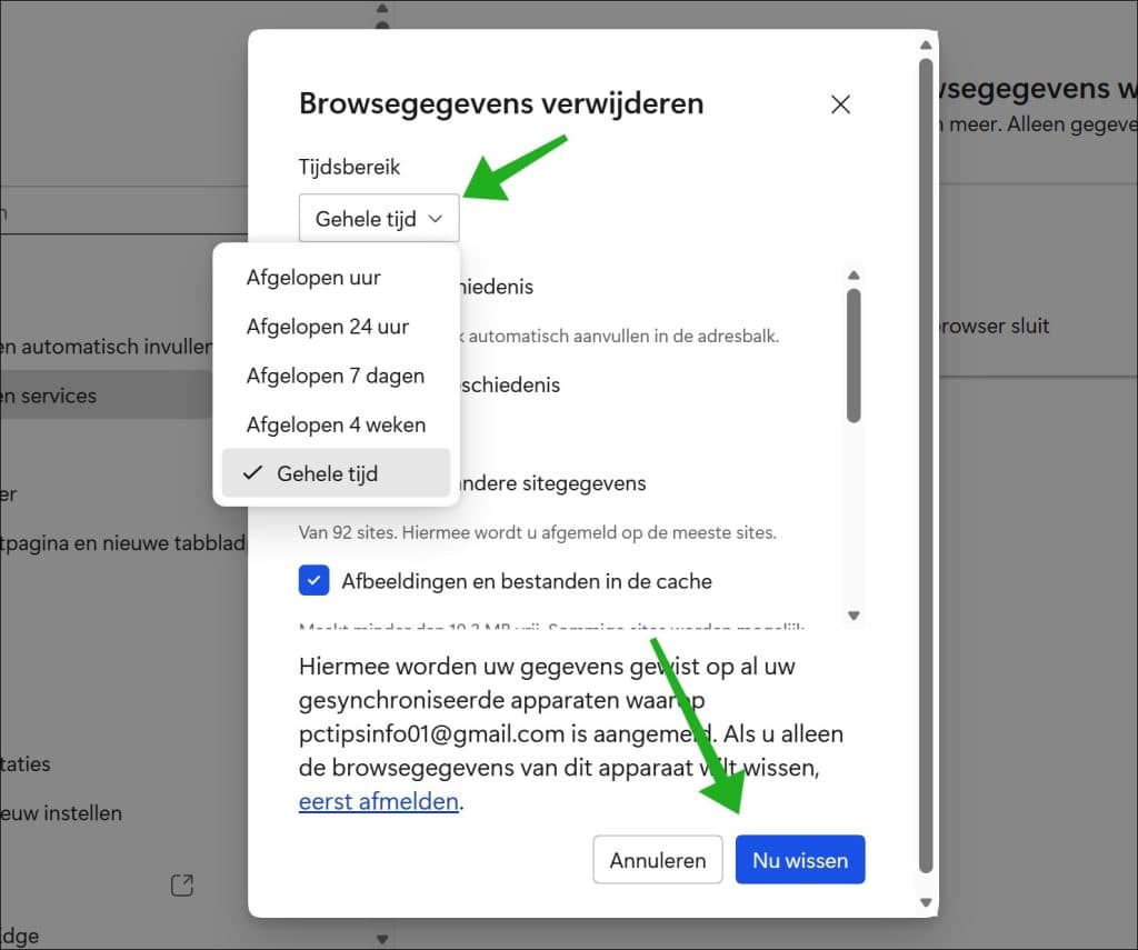 Microsoft Edge cache en cookies verwijderen