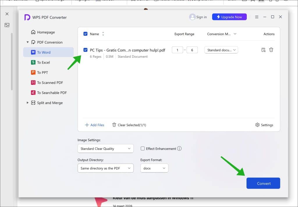 PDF omzetten naar Word met WPS Office