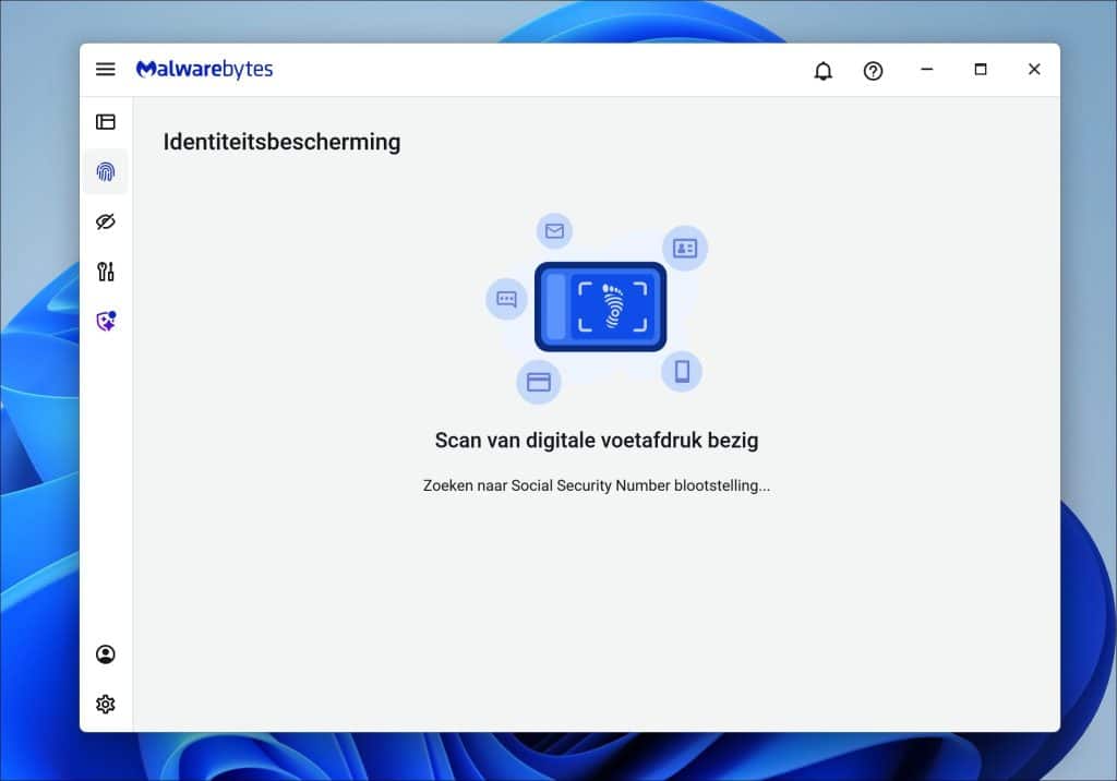 Scan van digitale voetafdruk bezig