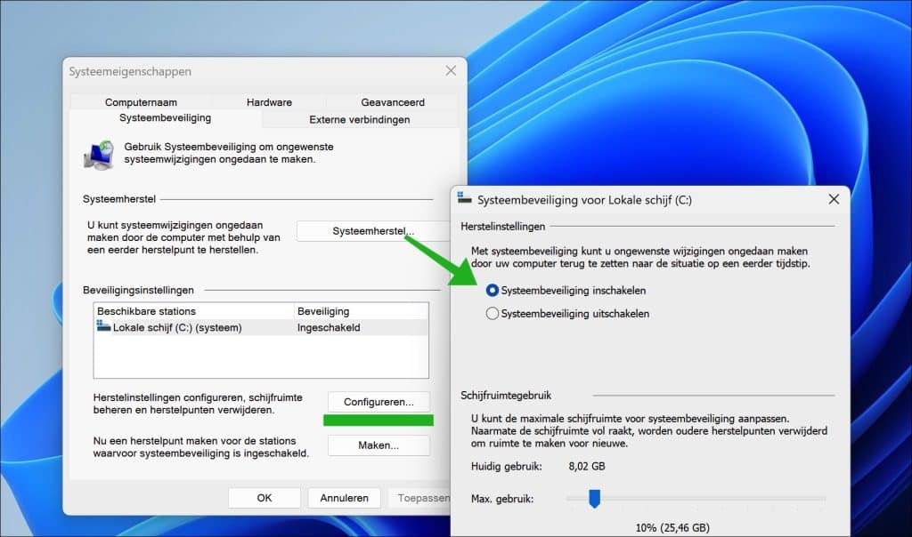 Systeembeveiliging inschakelen