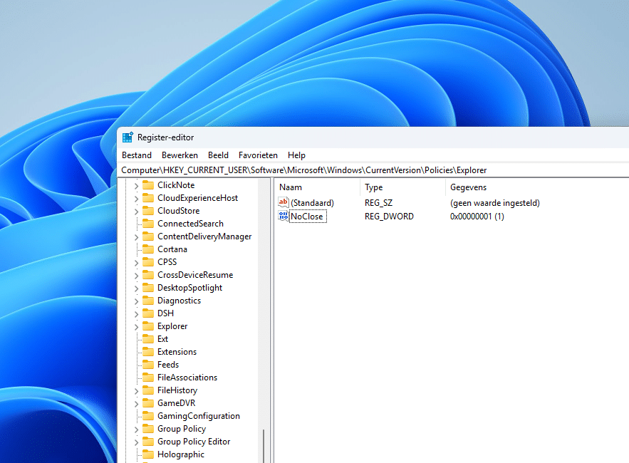 Uitschakelen knop verbergen in Windows 11 Startmenu