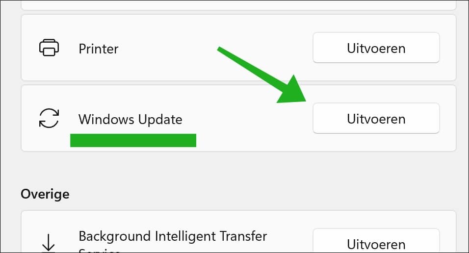 Windows Update probleemoplosser uitvoeren