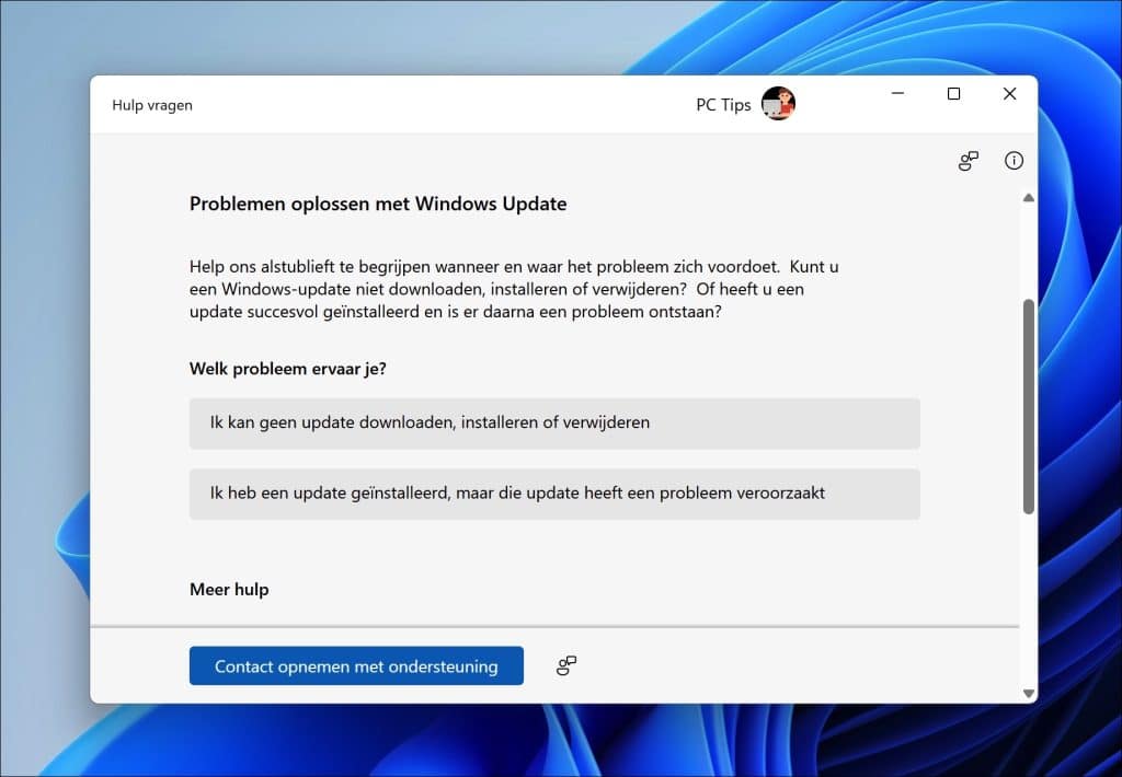 hulp vragen windows update