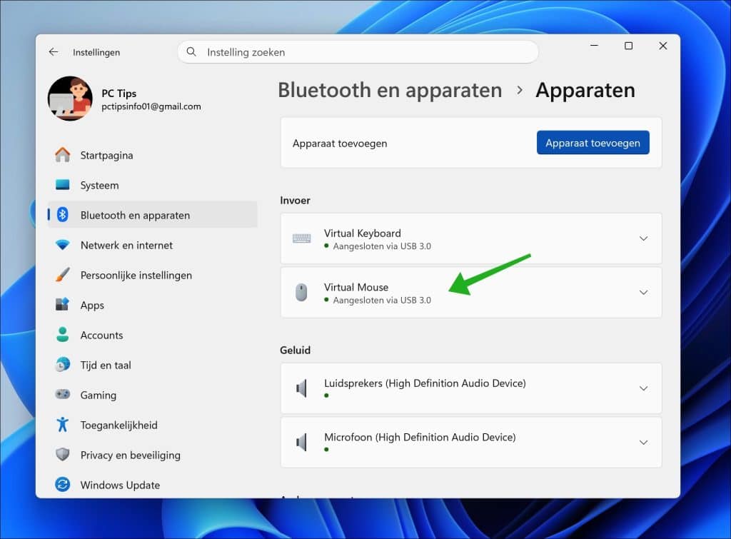 muis apparaat is geinstalleerd