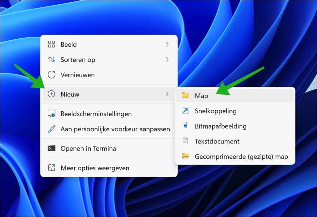 nieuwe map aanmaken