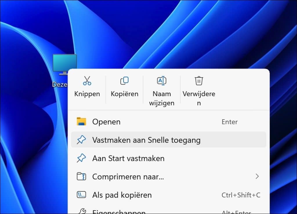 vastmaken aan snelle toegang