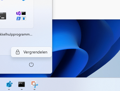 vergrendelknop startmenu