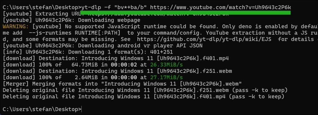 yt-dlp youtube video downloaden in de hoogste kwaliteit