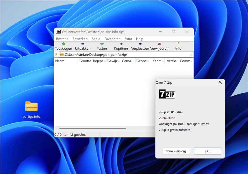 Compressietool 7-zip