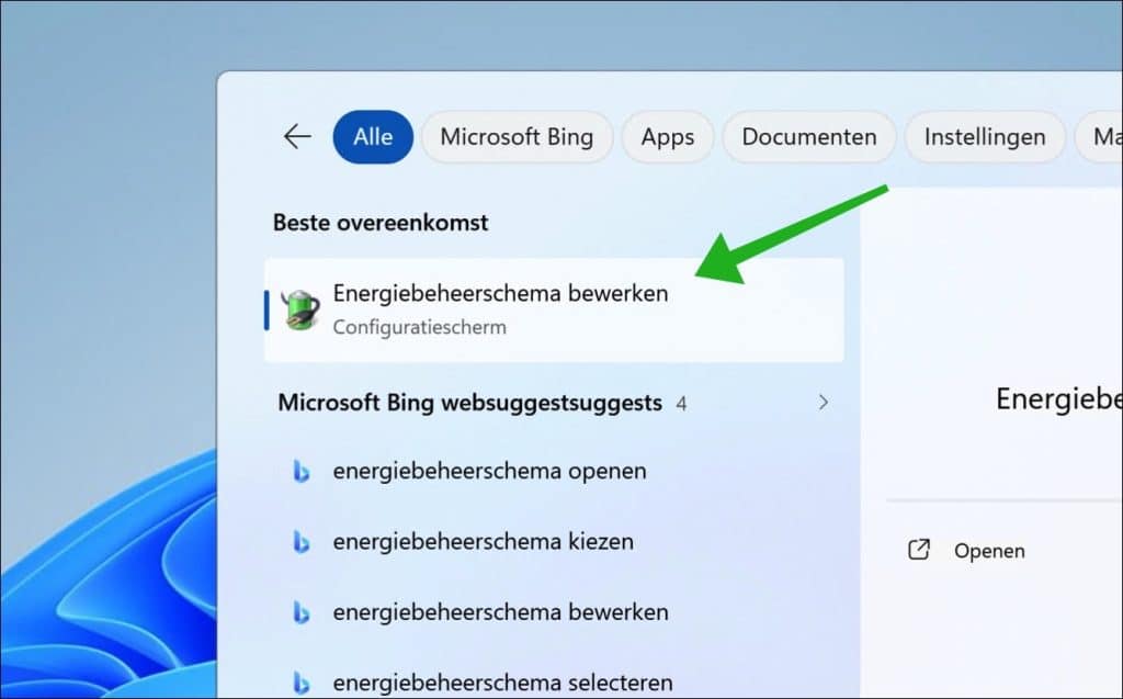 Energiebeheerschema bewerken