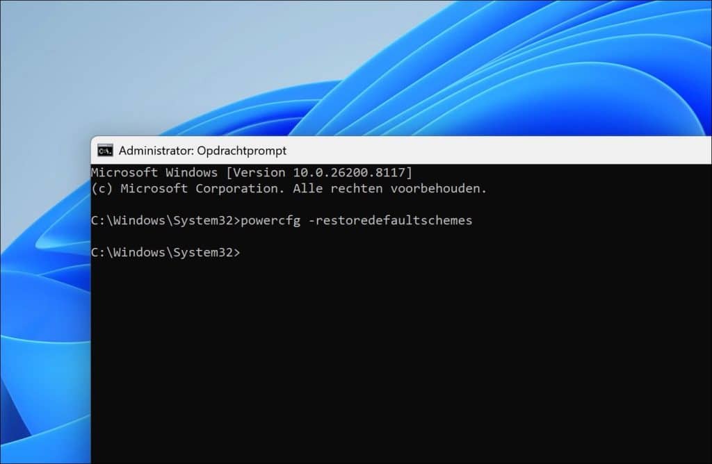 Energiebeheerschema opnieuw instellen bij energieproblemen