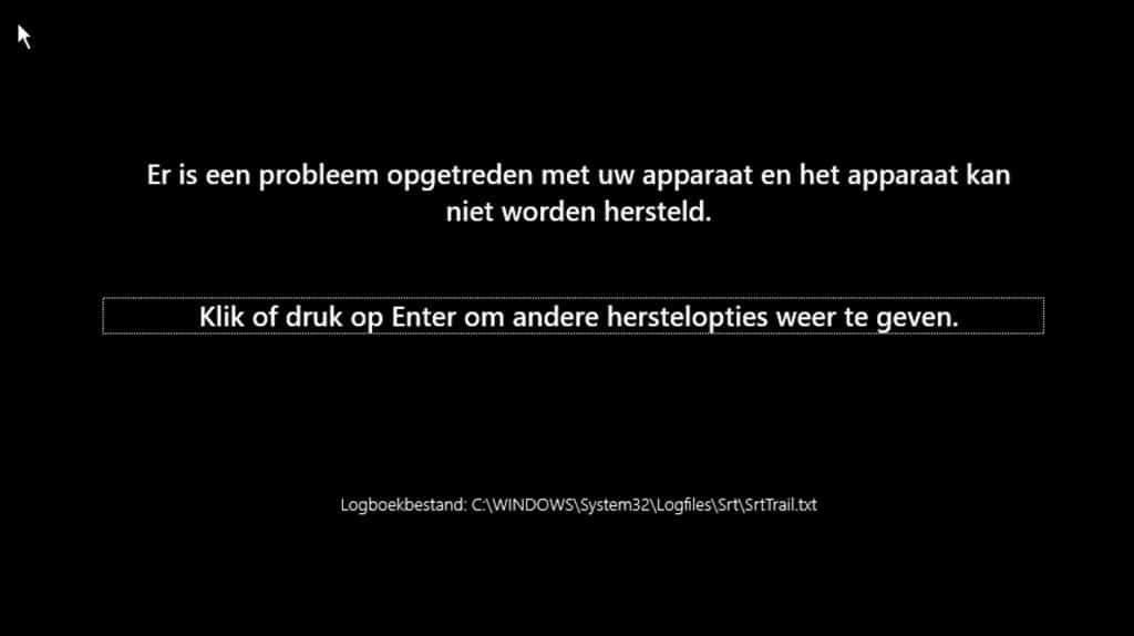 Er is een probleem opgetreden met uw apparaat en het apparaat kan niet worden hersteld.