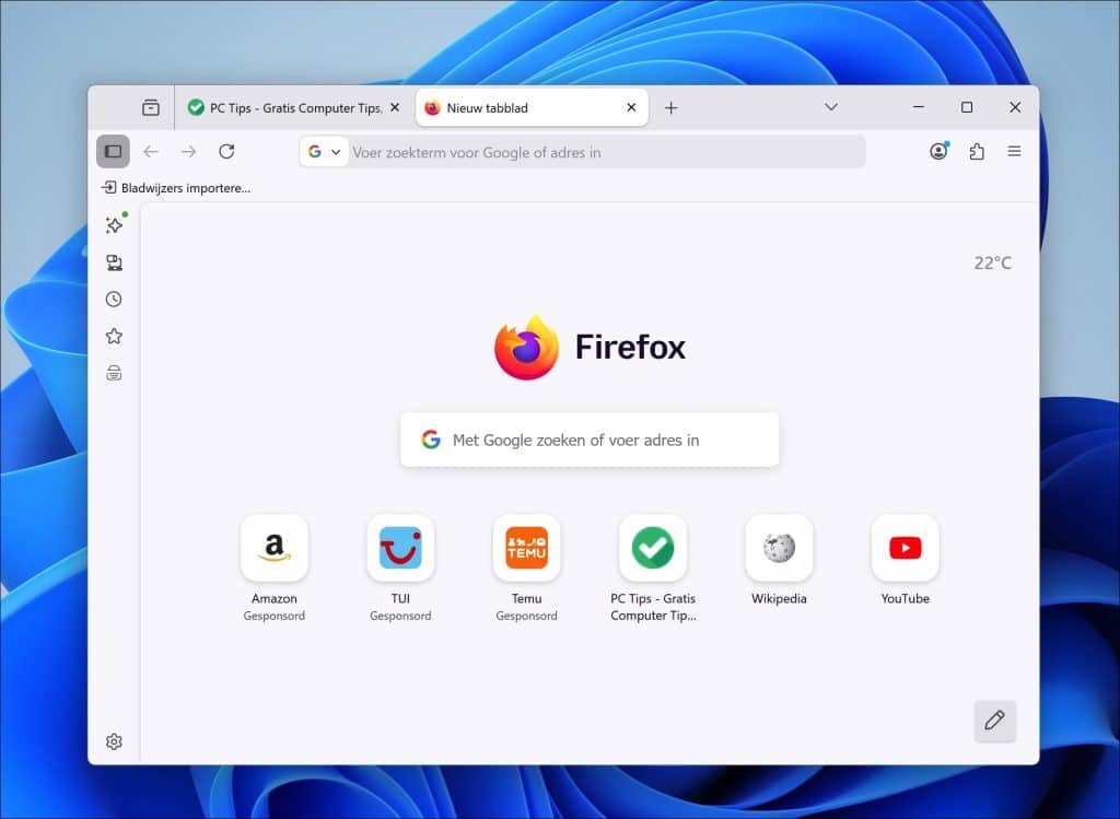 Firefox browser voor nieuwe pc